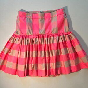 J CREW Skirt, Bright Pink/Beige Checked Pattern, Womens Sz 4, NWOT